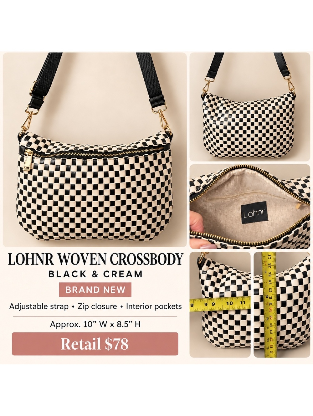 Lohnr Black & Cream Woven Crossbody Bag